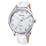 Ladies Watch Large Dial Big Face White Dial Leather Strap Girls Watches