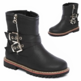Girls Kids Ankle School Biker Army Chelsea Boots Winter Back To School Shoes