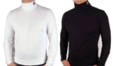 Fila Men Turtle Roll Neck Retro Long Sleeve Cotton T-shirt Pullover Top S-4XL