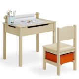 Kids Table and Chair Sets Toddler Childrens Activity Table with Paper Roll Wood