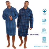 Mens Night Shirt Nightshirt Pure100% Cotton Flannel Warm stripes and checks