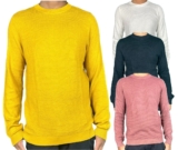 Men’s Plain Sweater Jumper Crew Neck Waffle Knit Cable Pullover Lightweight Top
