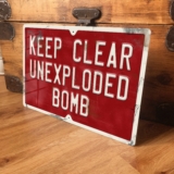 Man Cave Sign Metal Military Warning World War 2 Unexploded Bomb 305x200mm