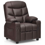 Costway Kids Youth Recliner Chair Toddler Upholstered Lounge Recliner-Coffee