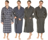 Haigman Brushed Cotton Robe Mens Long Sleeve Wrap Dressing Gown Nightwear