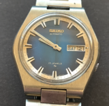 Vintage Seiko 7009-8079 Automatic Men’s Watch Parts/Repair Silver Bracelet Blue