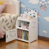 Kids Bedside Cabinet Children Bedroom Cartoon Nightstand Side Table Storage Rack