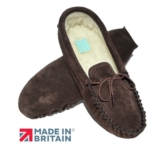 Mens Real Suede Soft Sole Handcrafted Dark Brown Moccasin Slippers. RRP £32.95