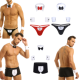 UK Men’s Waiter Lingerie Set Tuxedo Thong G-String Gentleman Outfits Costume