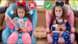 Bebê Valentina em uma história sobre a importância do cinto de segurança