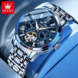 💚 Mens watches OLEVS Skeleton Flywheel Automatic Perpetual Motion Wristwatch 💚