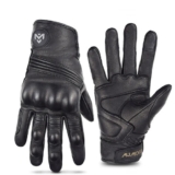 Genuine Leather Touchscreen Motorcycle Gloves with Hard Knuckle Protection