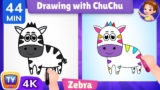 How to Draw Savanna Animals for Kids | Zebra, Hippo, Rhino Step by Step | 44 Min | ChuChu TV