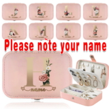 Personalised Custom Names Text – Jewellery Box Leather Jewelry Storage Case Gift