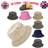 Stonewashed Cotton Bucket hat UV Sun Protection Breathable Beach Holiday Travel
