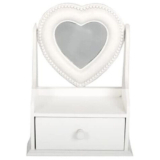 HEART SHAPE VANITY MIRROR MAKE UP JEWELLERY BOX GIFT STORAGE BEDROOM ACCESSORIES