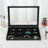 Jewellery Box Organizer Display Case with Velvet Lining Transparent Glass 12Grid
