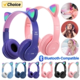 Kids Headphones Wireless Bluetooth Headphones LED Cat Ear Gift Headphones UK