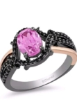 Disney Fine Jewelry 14K Rose Gold Over Sterling Silver with Black Rhodium Oval C