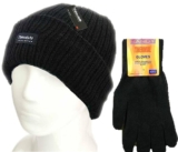 Mens Black Thermal Winter Hat and Gloves Set . FAST DELIVERY 🚚💨
