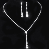 Silver Crystal Rhinestones Sparkling Bridesmaid Prom Necklace And Earring Set UK