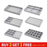 Velvet Glass Jewelry Ring Display Organizer Case Tray Holder Earring Storage Box