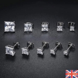 Pair of Men Women Kids 925 Sterling Silver CZ Non-allergenic Stud Earrings Gifts