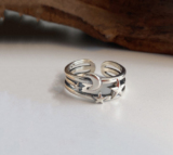 Retro Moon Star Adjustable Ring 925 Sterling Silver Women Girls Jewellery Gift