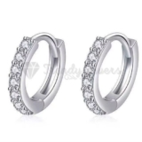 Sterling Silver Women Men Crystal Huggie Hoop Earrings 10mm