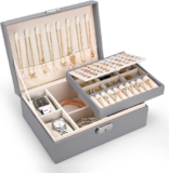 2-Layer Jewellery Box for Women, PU Leather, Watch Pillows, Travel Organizer