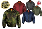 New Men’s MA1 Military Air Force Pilot Biker Style Padded Zip Up Bomber Jacket