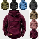 Men’s Combat Hooded Sweatshirt – Heavy Duty Zip Cargo Jacket Style UK