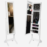 Jewellery Lockable Standing Mirror Armoire Cabinet