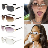 Punk Goggle Wrap Around Sports Sun Glasses Y2K Sunglasses for Women Men Shades