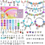 DIY Charm Bracelet Making Kit – 164Piece Jewelry Craft Gift Set for Girls & Teen