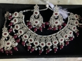 Indian Jewellery Indian Set Pakistani Choker necklace Earrings Silver Pearl
