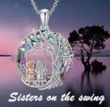 Love Sister Pendant Necklace Silver Chain Womens Jewellery Gifts for her Friends