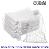 WHITE Organza Gift Bags Wedding Party Favour Xmas Jewellery Candy Pouches