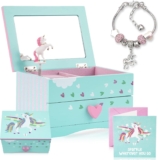 Amitié Lane Unicorn Musical Jewellery Box for Girls Unicorns Gifts Mint