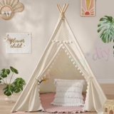 160CM Large Kids Teepee Lace Wood Indian Tent Indoor/Outdoor Childen·Play House