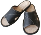 Men’s Leather Slippers Hand Made Slip On Shoe Mules Black Open Toe Size 6.5 – 11