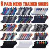 6 Pairs Mens Trainer Liner Ankle Socks Funky Designs Adults Sports 6-11