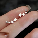 925 Sterling Silver Crystal Star Linked Stud Earrings Jewellery Women Girls Gift