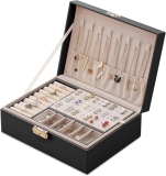 2 Layers, Travel Jewellery Case,Jewellery Boxes Organiser for Women Girls, PU Le