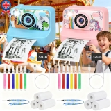 Kids Instant Print 1080P HD Video Digital Camera With 32G SD Card. Pink & Blue