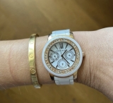 Anne Klein Ceramic white & Gold ladies watch 	AK-1682RGWT