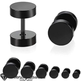 Women Men Silver Rainbow Black Blue Surgical Steel Fake Ear Plugs Stud Earrings