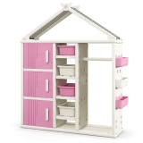 Kids Costume Storage Closet Children Pretend Dresser Armoire Closet-Pink