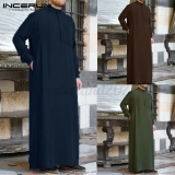 Men Muslim Robe Abaya Islamic Clothes Tunic Dress Long Sleeve Shirts Maxi