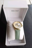 nine west NW/2630 watch – Gold tone case and light green strap – Boxed
